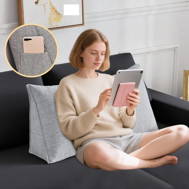 60X35X20cm ,Soft Comfortable Cushion Set For Sofa And Bed Back Support With Side Pocket And Removable Cover