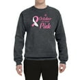 thumbnail image 2 of Wild Bobby, In October We Wear Pink Awareness Unisex Crewneck Graphic Sweatshirt, Charcoal, Large, 2 of 3