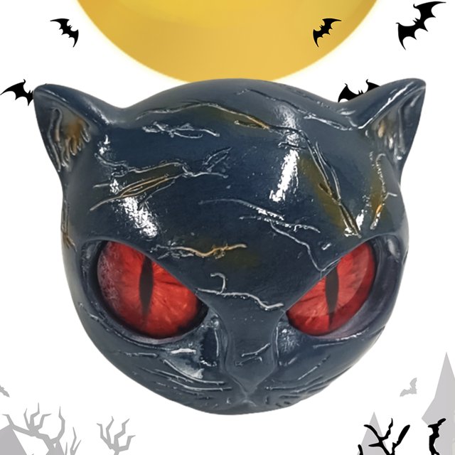 Halloween Cat Sculpture Resin Tabletop Statue para Del () Rojo