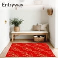 thumbnail image 3 of ODIKA 8'x10' Machine Washable Non-Slip Area Rug, Elegant Poinsettia Blossom Seasonal Embellished Pathway High Traffic Rug, Red, 629905, 3 of 7