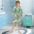 thumbnail image 5 of FORMRS Niños Bathrobe Unisex Hooded Robe Soft Plush Pajamas Sleepwear, Size 10-12T, Green Wave Pattern, 5 of 7