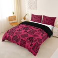 thumbnail image 3 of jejeloiu Vivid Paisley Duvet Cover Queen For Men Women,Floral Print Queen Bedding,Magenta Black,Black Reversible,3 Pieces,1 Duvet Cover and 2 Pillowcases, 3 of 6