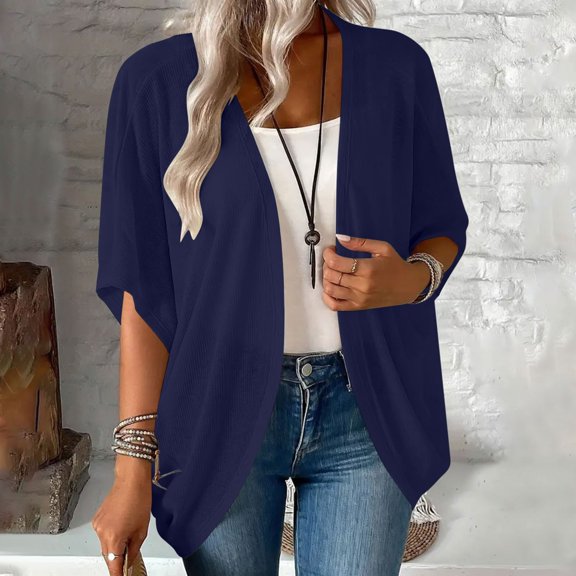 Women's Casual Knitted Cardigan Open Front Long Sleeve Tops Outerwear Loose Fit Coat For Daily Wear Sweater Jackets