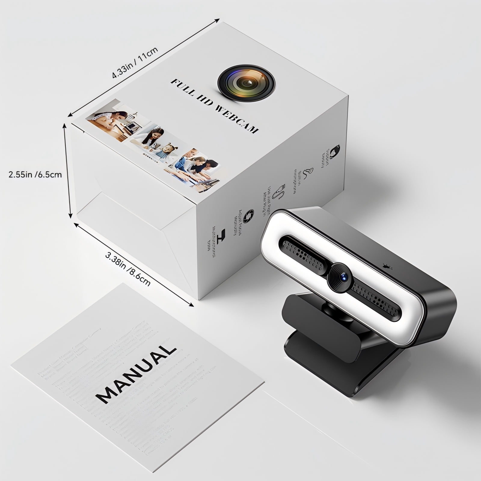 RONY 4K Autofocus Webcam with Ring Light, Plug & Play Computer Camera with Microphone for PC Laptop Video Streaming