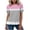 Pink, variant on Womens Shirts Summer Short Sleeve Ruffle Hem Puff Sleeve Colorblock Pink Blouse for Women Casual