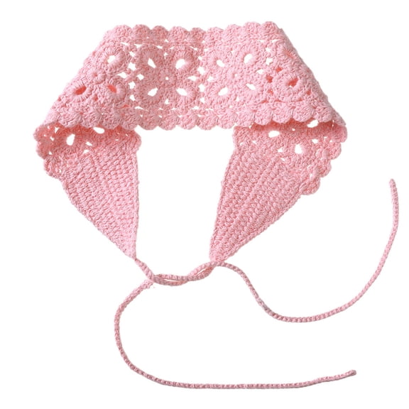 Hippie Hair Bandana Headbands for Women Boho Headband Knit Hair Bands Floral Head Wrap for Women Pink One Size