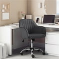 thumbnail image 3 of Yaheetech 2pcs Modern Velvet Height-Adjustable Task Chairs with Armrests, Gray, 3 of 8