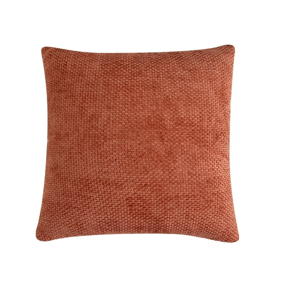 Videri Home 20"x20" Terracotta Chenille Basketweave Decorative Throw Pillow Covers, Warm for Fireplace Area(2 Pack)