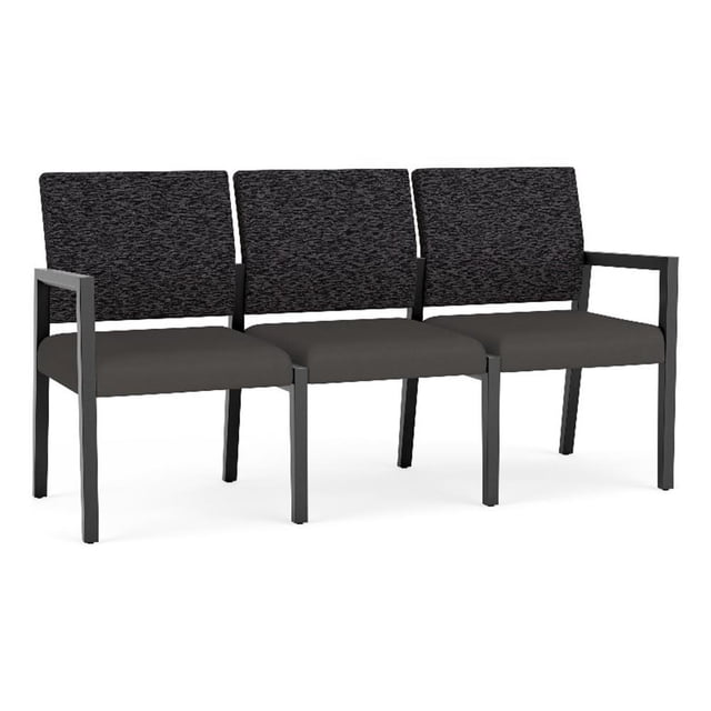 Pemberly Row Waiting Reception 3 Seat Tandem Seating No Center Arms in Gray