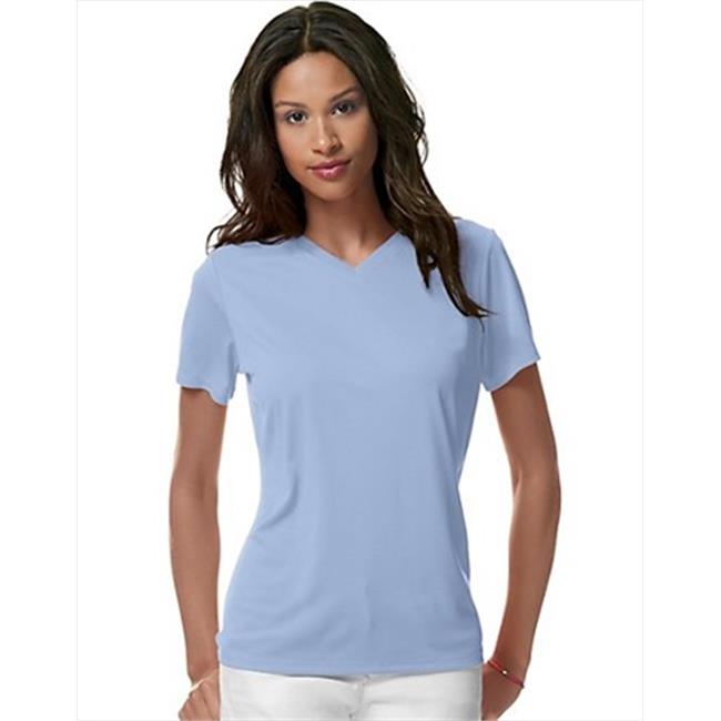 Hanes 483V Womens Cool Dri VNeck TShirt, Light Blue Size 3X