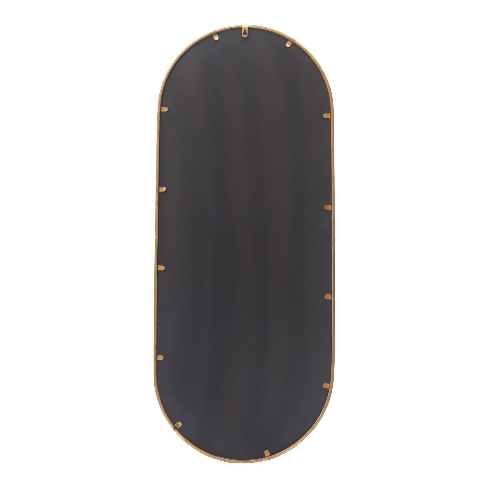 Parisloft Oval Capsule Wall Mirror With Gold Metal Frame, Antique Gold Oblong Full Length Wall Mirror for Bedroom, Bathroom, Living Room, 17.75 x 43.125 Inches