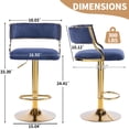 thumbnail image 4 of Zimtown Set of 2 Swivel Barstools, Luxe Padded 24" Counter Bar Stool Adjustable Height with Footrest for Kitchen Island, Bar, Dining Room, Blue & Gold, 4 of 6