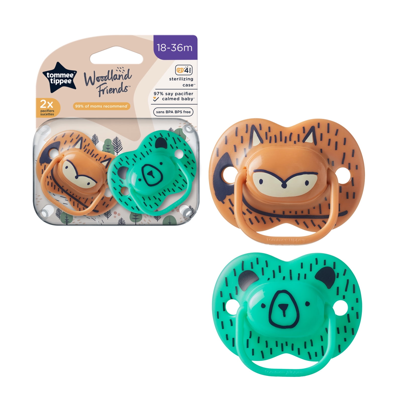 Pack de 2 sucettes Fun style 18-36 mois Bleu - Tommee Tippee