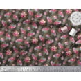 thumbnail image 2 of Soimoi Brown Cotton Duck Fabric Feather & Ranunculus Floral Printed Fabric 1 Yard 42 Inch Wide, 2 of 3