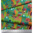 thumbnail image 3 of Soimoi Green Rayon Fabric Architectural Structure Architectural Print Fabric by Yard 56 Inch Wide, 3 of 5