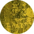 thumbnail image 1 of Ahgly Company Machine Washable Indoor Round Oriental Yellow Industrial Area Rugs, 8' Round, 1 of 4