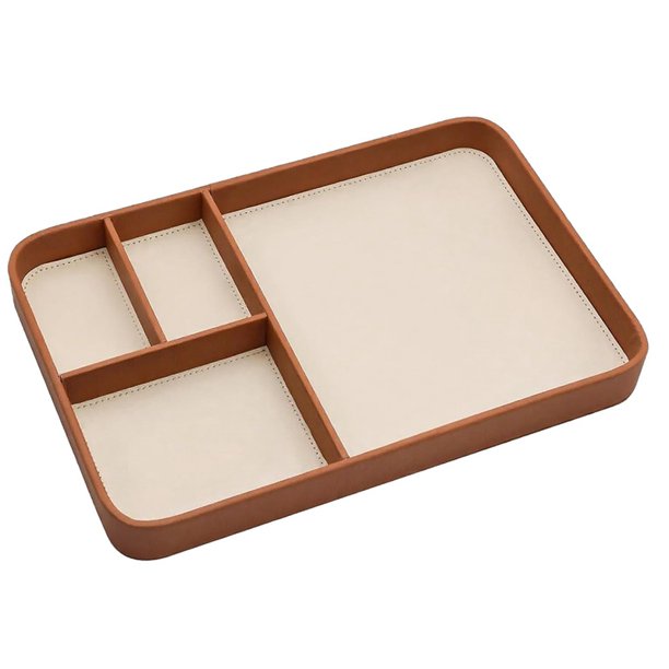 Bandeja de Valet de Vegano para Hombre, Elegante Organizador de Mesita de Noche para Llaves, Joyas, Relojes y Más.