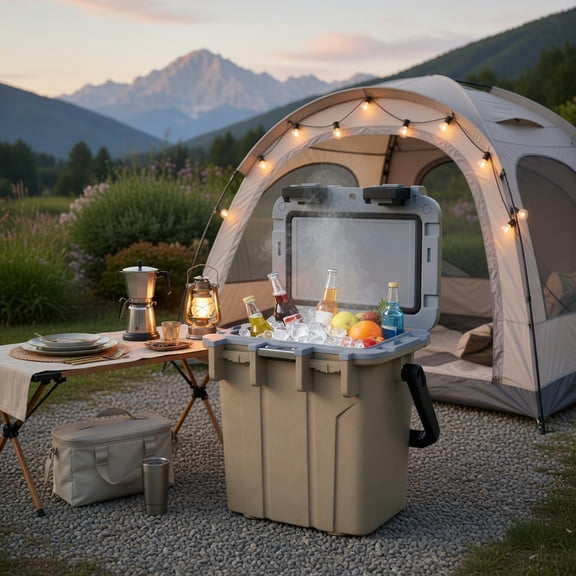 Spaco Ultra-Light 21-Quart Hard-Sided Cooler with 5-Day Ice Retention, Injection-Molded Portable Ice Chest for Camping, Tailgating & Beach Trips, Coffee