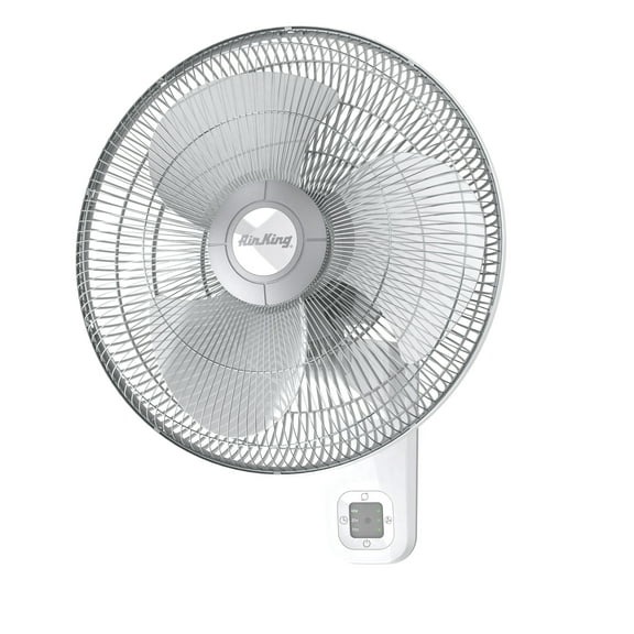 Air King 16" Commercial Grade Oscillating Wall-Mount Fan with Remote, 9650, White, New