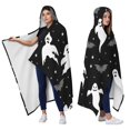 thumbnail image 2 of Wearable Blanket,Halloween Ghosts Bats and Stars Hooded Wearable Flannel Blanket for Adults & Teens,Winter Poncho Shawl Wrap Cape Cozy Anti-Pill,50"x60", 2 of 5