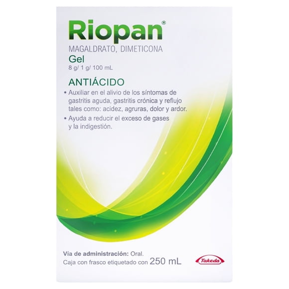 Antiácido Riopan Magaldrato 8 g / Dimeticona 1 g frasco de 250 ml en gel
