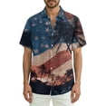 thumbnail image 2 of Hogleaql Mens Patriotic 4th Of July Shirts 4th Of July American Flag Graphic Short Sleeve Shirts Collared Button Trendy Beach Casual Outfits Deep Red 3XL, 2 of 6