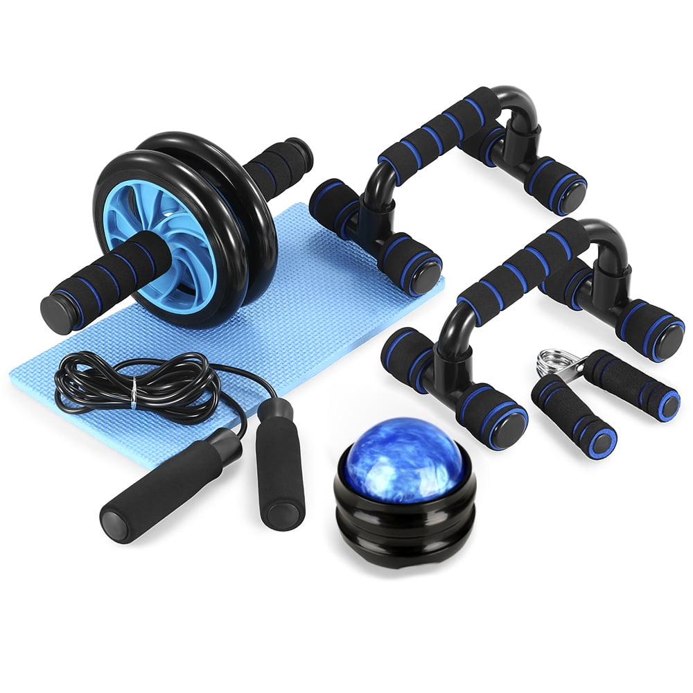 5-in-1 AB Wheel Roller Set Knee Pad Push-Up Bar for Gym Home Muscle Fitness 