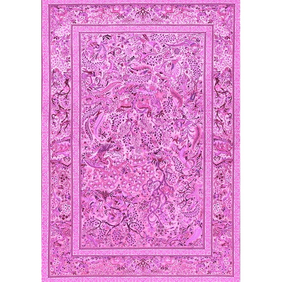 Ahgly Company Indoor Rectangle Animal Pink Traditional Area Rugs, 2' x 3'