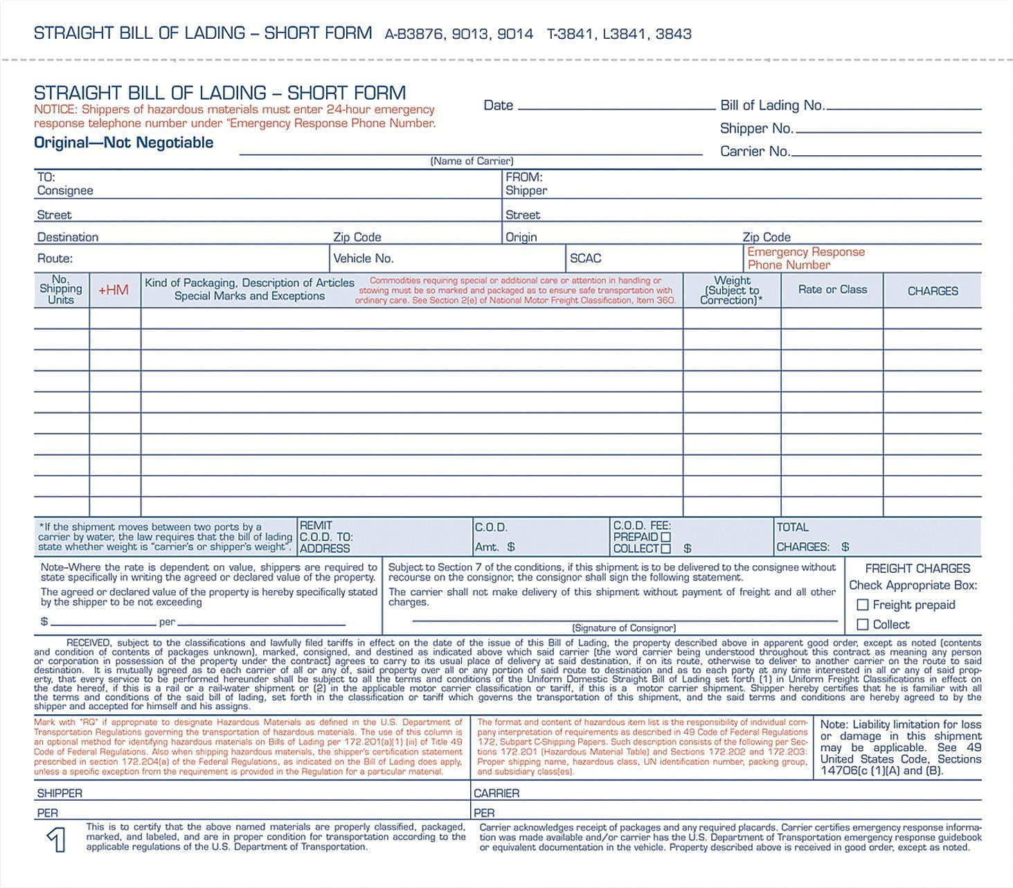 Adams Carbonless Bill Of Lading Forms 8 1 2 X 9013 Walmart Com Walmart Com Ups straight bill of lading