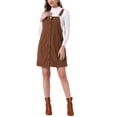 thumbnail image 1 of Vestido de Pana para Mujeres INSPIRE CHIC con Tirantes Ajustables, Botones y Bolsillos XS Marrón Oscuro, 1 of 6