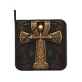 thumbnail image 6 of TEQUAN Oven Mitts and Pot Holders Set of 4, Ancient Golden Ankh Symbol Pattern Heat Resistant Kitchen Glove for Baking Cooking Grilling, 6 of 7