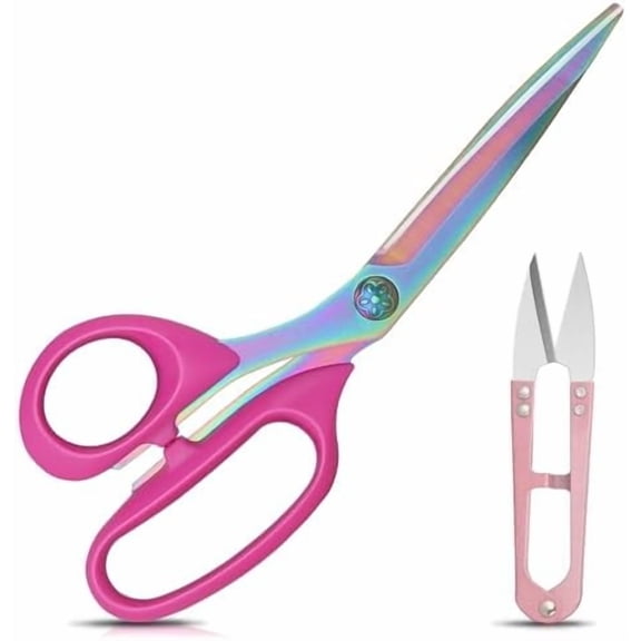 Left-Handed Fabric Scissors for Cutting Fabric, Garments, Textiles, 23cm Tailor's Scissors, Thread Cutter, Set of 2