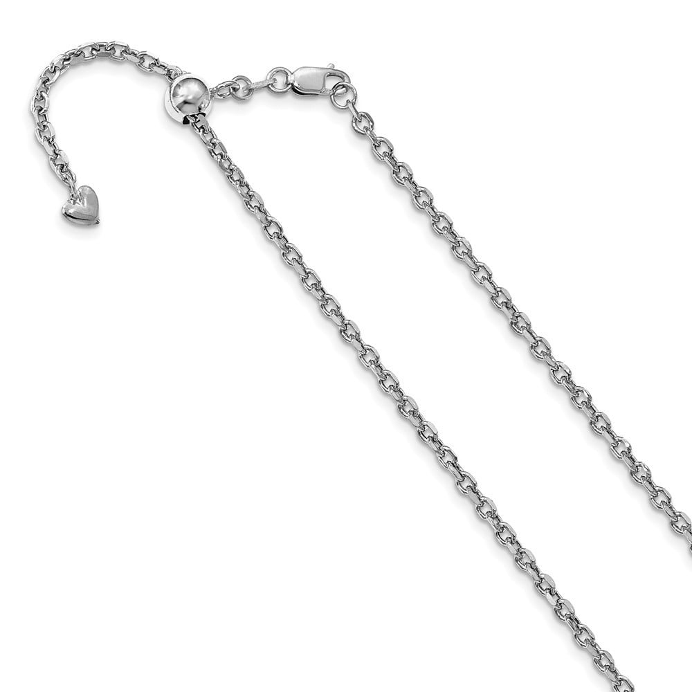 JewelryWeb - 14k White Gold Adjustable Semi Solid Chain Necklace