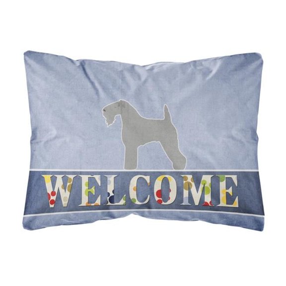 Carolines Treasures BB5496PW1216 Kerry Blue Terrier Welcome Canvas Fabric Decorative Pillow, 12H x16W, multicolor