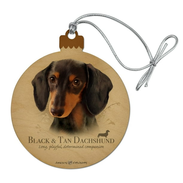 Black and Tan Dachshund Wiener Dog Breed Wood Christmas Tree Holiday Ornament