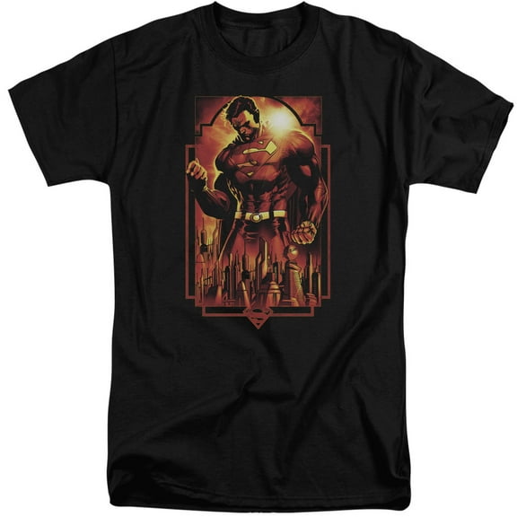 Superman Metropolis Deco Adult Tall T-Shirt Black
