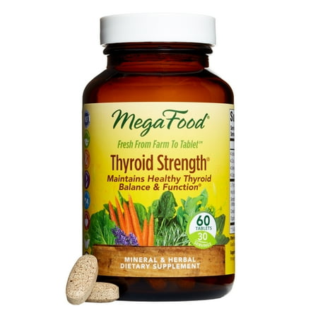 MegaFood - Thyroid Strength, Mineral and Herbal Support for Thyroid and Cardiovascular Health, Energy Levels, and Mental Cognition with Ashwagandha and L-Tyrosine, 60