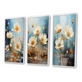 thumbnail image 3 of Designart "Blossoming White Daisy under Teal Blue Sky II" Flowers Framed Wall Art Set Of 3 - White Traditional Frame Gallery Set For Office Decor, 3 of 6