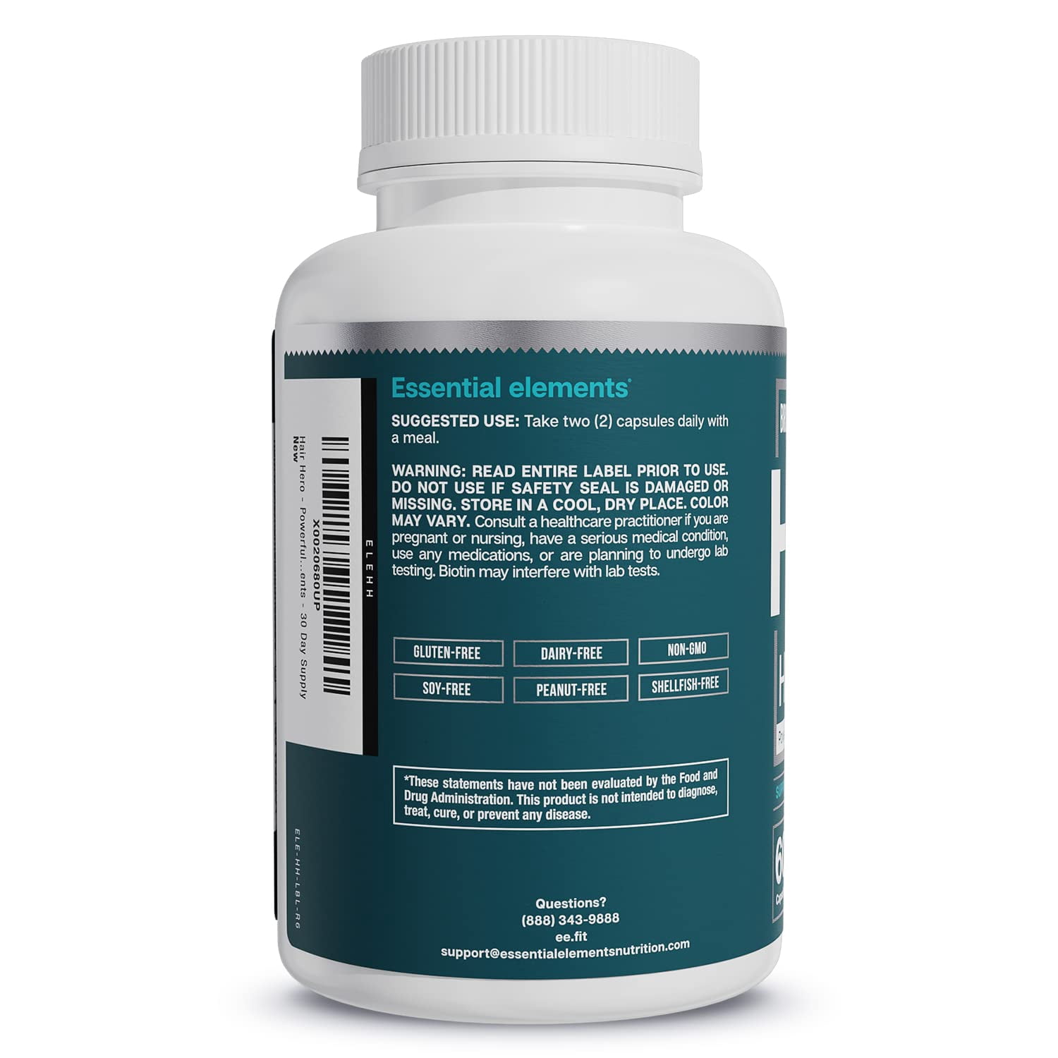 Essential Elements® Hair Hero™ - Hair Vitamins for Men - Broad-Spectrum Support with 5000 mcg Biotin - 60 Count - 30 Servings