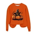 thumbnail image 4 of Sweatshirts Jacket for Women Plus Size Halloween Printed Long-sleeved Round-neck Loose Casual Sweatshirt Orange L, 4 of 6