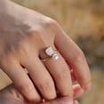 thumbnail image 4 of HIJONES Women's Dainty Pearl Shell Thin Ring Open Ring Engagement Wedding Band Adjustable Style A, 4 of 5