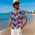 thumbnail image 5 of KUIFORTI Couple Matching Outfits Matching Vacation Outfits for Couples Soft and Comfortable Casual Beach Vacation Party Shirt Suitable for Everyday Casual Wear Pink Hibiscus Floral, 5 of 7