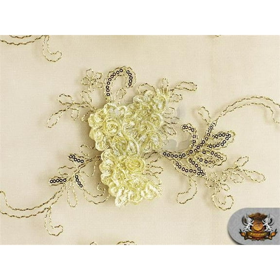 Mesh Lace Floral Fabric 05 LIGHT YELLOW FIESTA / 50" Wide / Sold by the yard