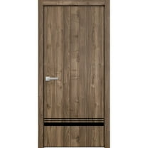 Modern Wood Interior Pre-Hung Door with Hardware | Planum 0012 Walnut | Single Panel Frame Trims | Bathroom Bedroom Sturdy Doors-28" x 96"