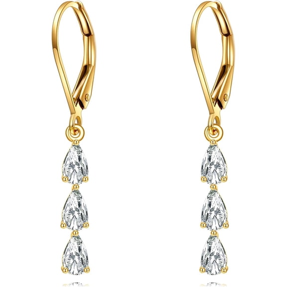 14K Gold Leverback Earrings for Women Real Gold Dangle Earring Jewelry for Women Mothers Valentines Birthday Gifts