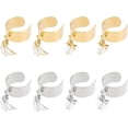 thumbnail image 1 of 8 anillos de acero inoxidable de 2 colores para mujer, ajustables, con dijes de luna y estrella, con puño abierto., 1 of 6