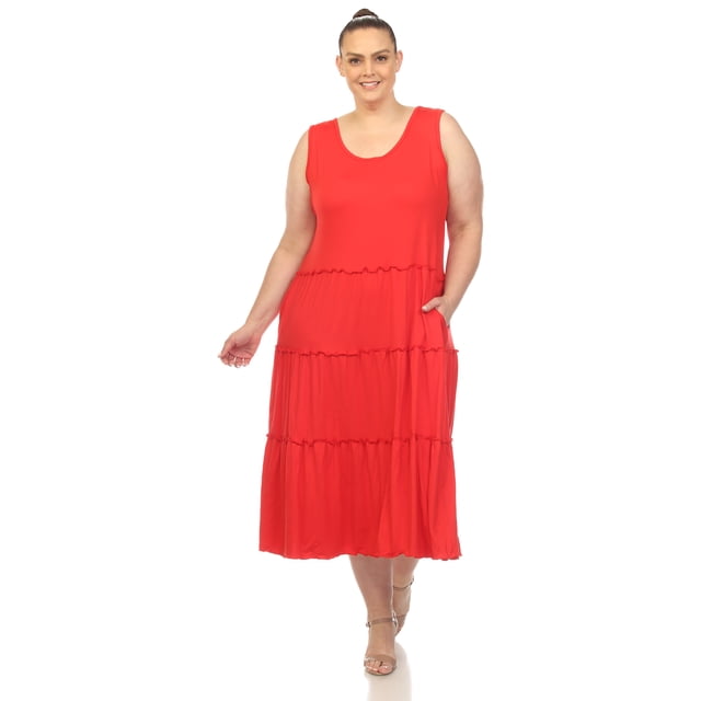 White Mark Robe Midi à Étages à Encolure Dégagée pour Femme