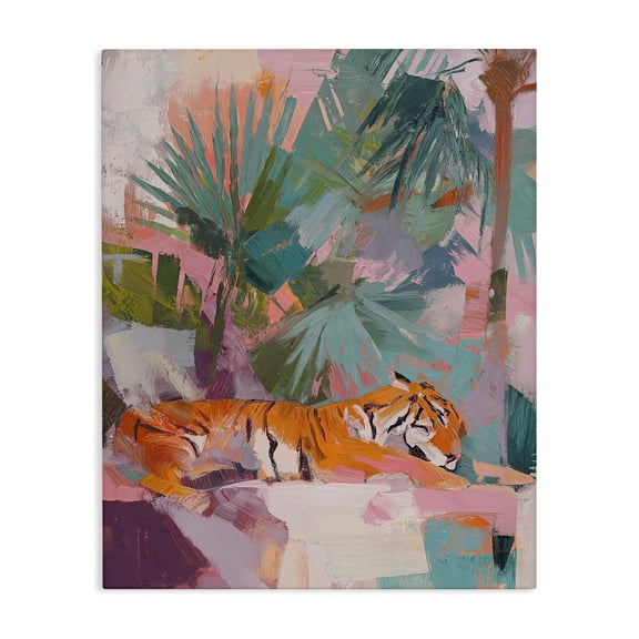 Stupell Industries Contemporary Resting Tiger Beneath Leaves Canvas Art, 16 x 20, by Svetlana Aleynikova