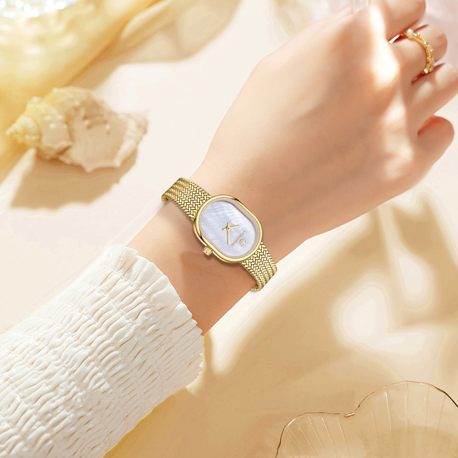 Elegant Watches for Women Oval Minimalist Dial Stainless Steel Band Woman Watch,3ATM Water Resistant, Perfect Gift for Women