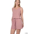 thumbnail image 3 of Zenana's Plus Size Sleeveless Romper with Elastic Waist & Keyhole Back Summer Loungewear, 3 of 5